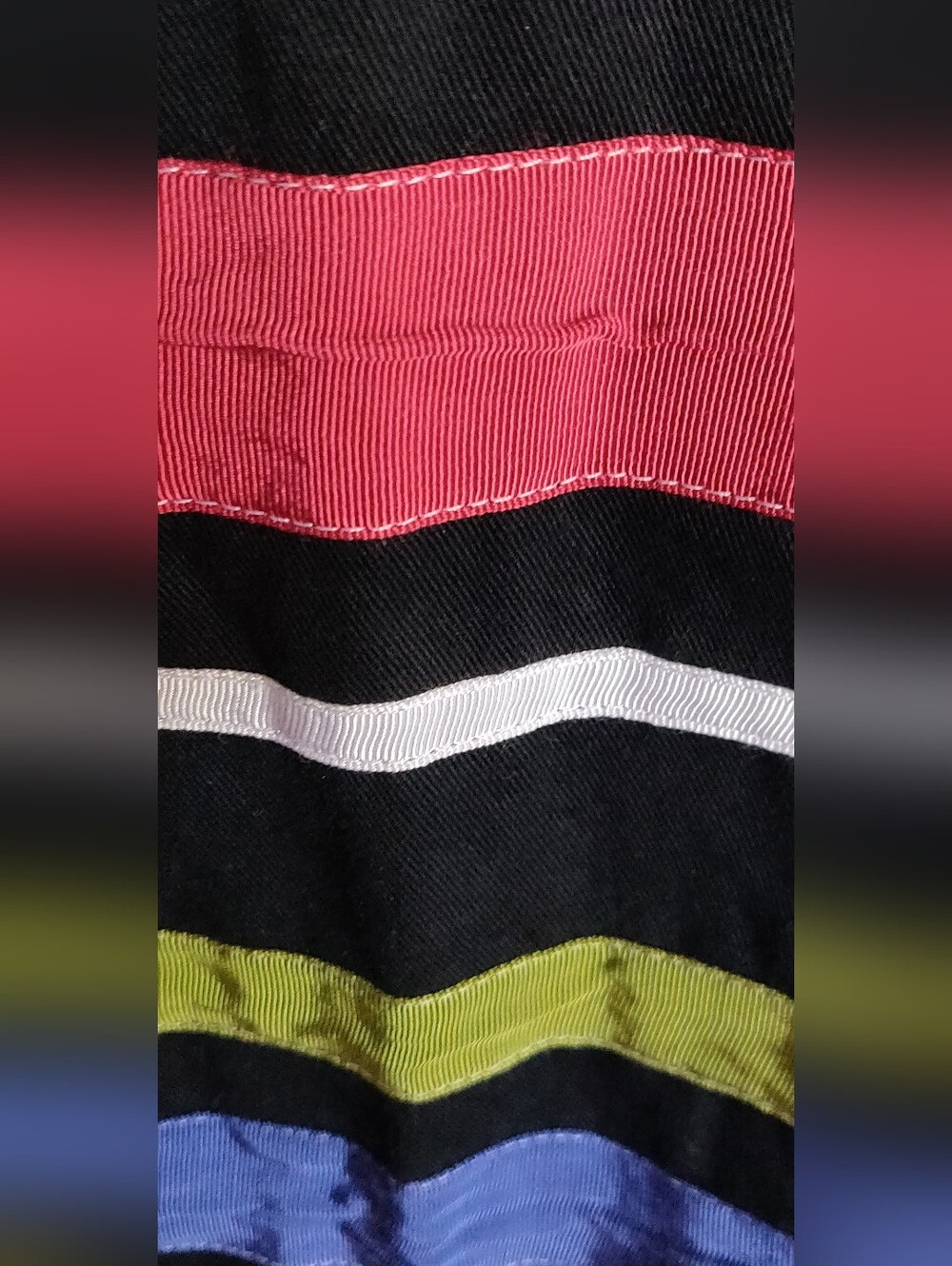 Neesh By DAR Anthropologie Black Striped Grosgrain Ribbon Skirt - Picture 3 of 8